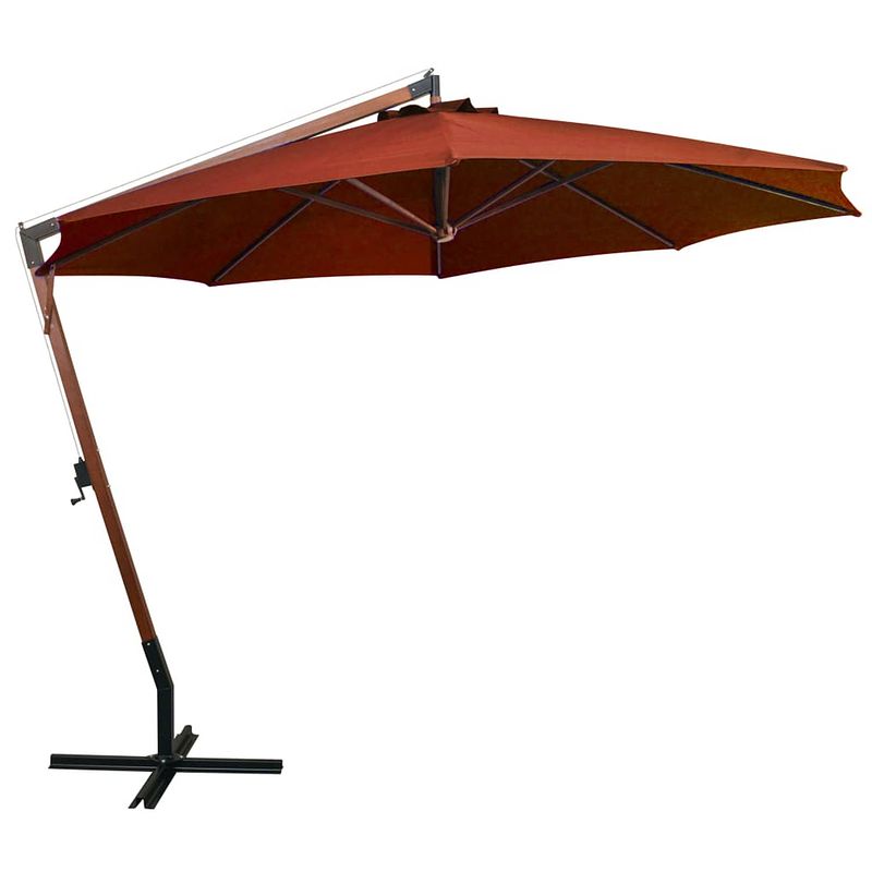 Foto van The living store zweefparasol - terracotta - 350 cm - uv-bestendig