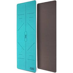 Foto van Yogamat, turquoise-coffee, 183 x 61 x 0,6 cm, fitnessmat, gymmat, gymnastiekmat, logo