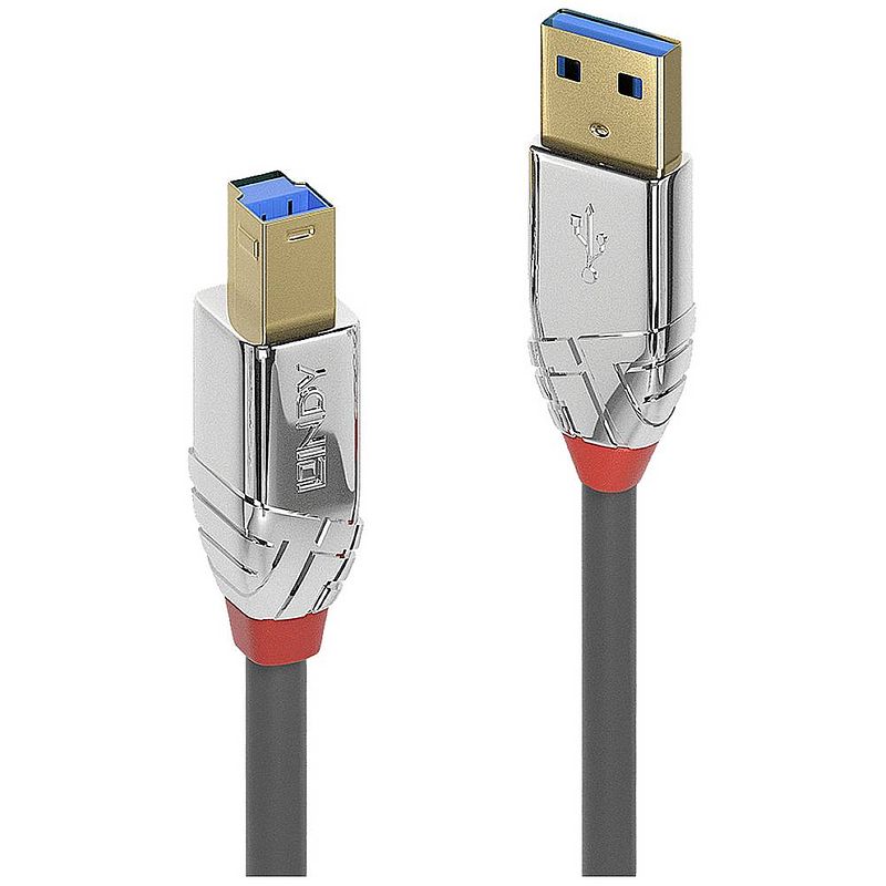 Foto van Lindy usb-kabel usb 3.2 gen1 (usb 3.0 / usb 3.1 gen1) usb-a stekker, usb-b stekker 2 m grijs 36662