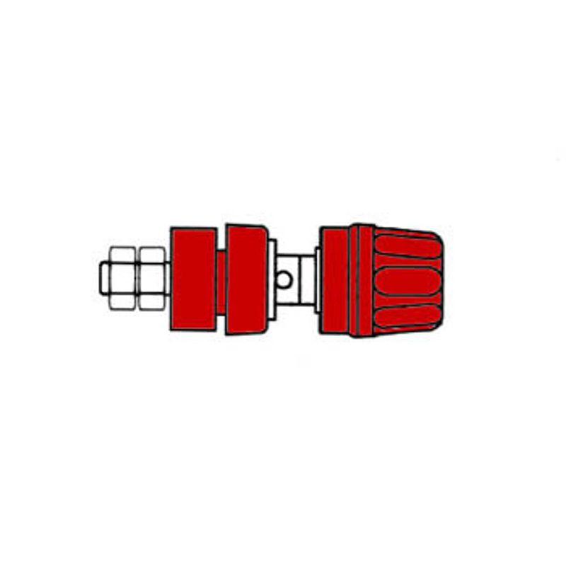 Foto van Geisoleerde 4mm inbouwbus met kop en ring / rood (pki10a)