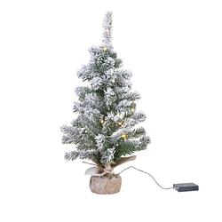 Foto van Kunstboom/kunst kerstboom met sneeuw en licht 90 cm - kunstkerstboom