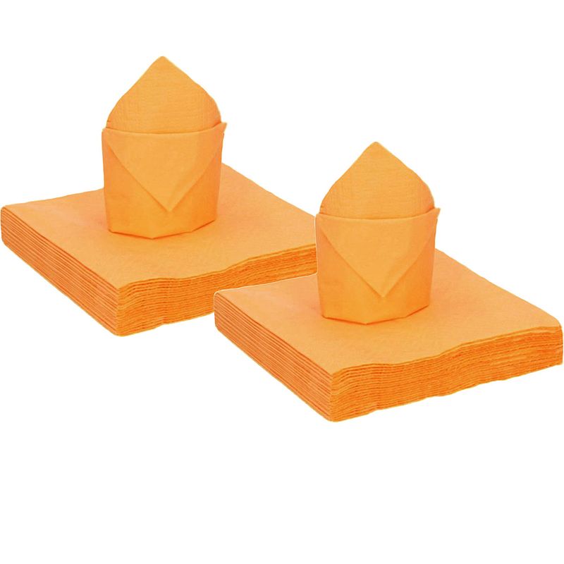 Foto van 100x stuks feest servetten oranje - 40 x 40 cm - papier - feestservetten