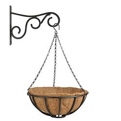 Foto van Hanging basket 35 cm met metalen muurhaak en kokos inlegvel - plantenbakken
