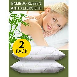 Foto van 2 stuks - seashell bamboo hoofdkussen - 60x70cm - wit - bamboe vezels - verkoelend - anti allergie - medium