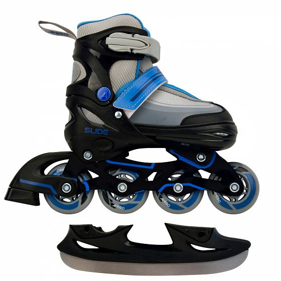 Foto van Amigo skates 2-in-1 slide jongens polypropyleen zwart/blauw mt 34/37