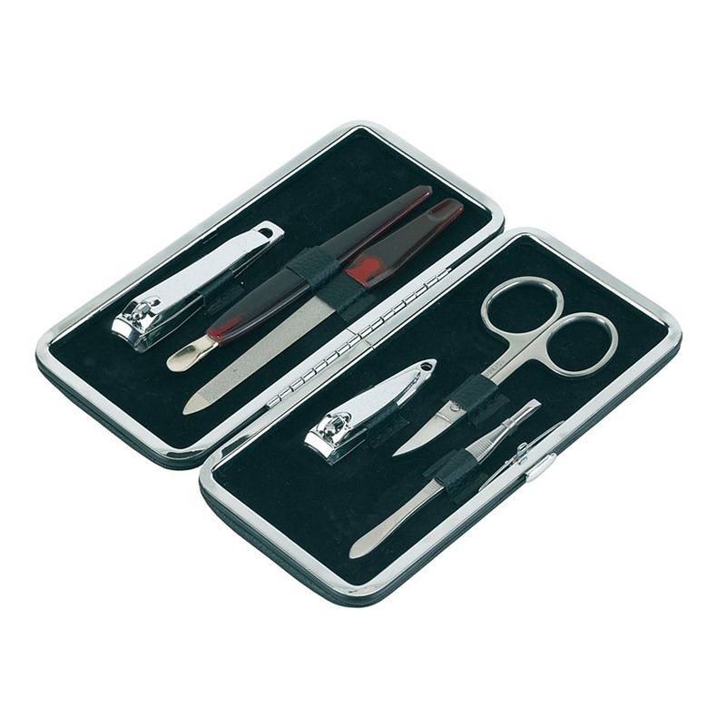 Foto van 6-delige manicure set in luxe rechthoekige zwarte houder - manicuresetjes