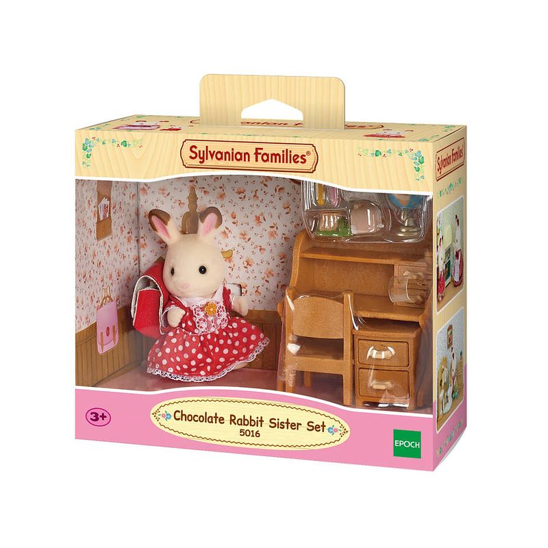 Foto van Sylvanian families zus chocoladekonijn met bureau 5016