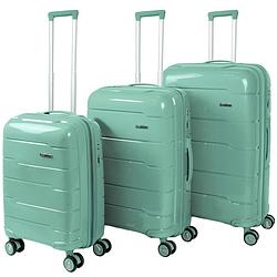 Foto van Lucceti - kofferset 3-delig - handbagage - met wielen - koffers - premium pp kwaliteit - trolley - florence - mint groen