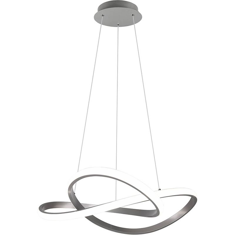 Foto van Led hanglamp - hangverlichting - trion corcy - 27.5w - natuurlijk wit 4000k - dimbaar - rond - mat nikkel - aluminium