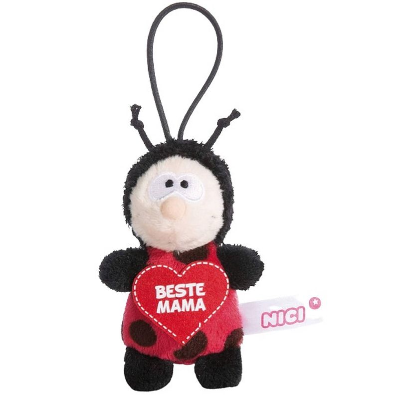 Foto van Nici knuffelhanger beste mama junior 9,5 cm polyester rood