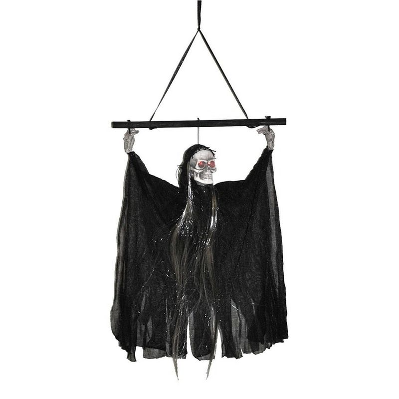 Foto van Halloween hangende horror halloween decoratie geest 30 cm met licht en geluid - halloween poppen