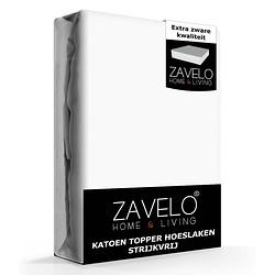Foto van Zavelo katoen topper hoeslaken strijkvrij wit-1-persoons (90x200 cm)