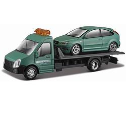 Foto van Bburago schaalmodel ford focus st + flatbed transporter 1:43 groen