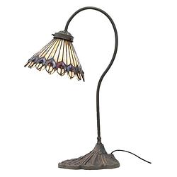 Foto van Haes deco - tiffany tafellamp bruin, beige, grijs ø 20x51 cm fitting e14 / lamp max 1x40w