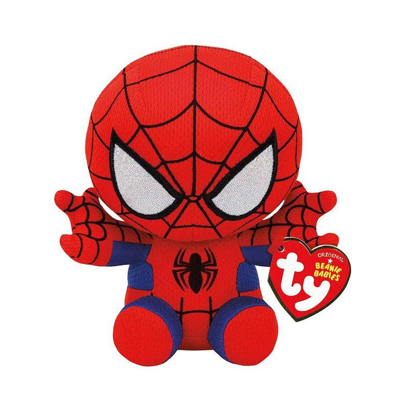 Foto van Ty beanie baby marvel - spiderman - knuffel - 15 cm