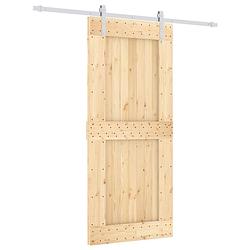 Foto van The living store schuifdeur massief grenenhout - 90 x 3.6 x 210 cm - wit stalen hardwareset