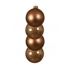 Foto van 4x stuks glazen kerstballen toffee bruin 10 cm mat/glans - kerstbal