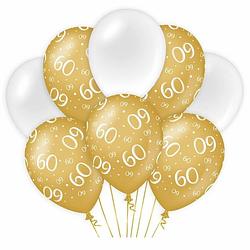 Foto van Paperdreams 60 jaar leeftijd thema ballonnen - 24x - goud/wit - verjaardag feestartikelen - ballonnen