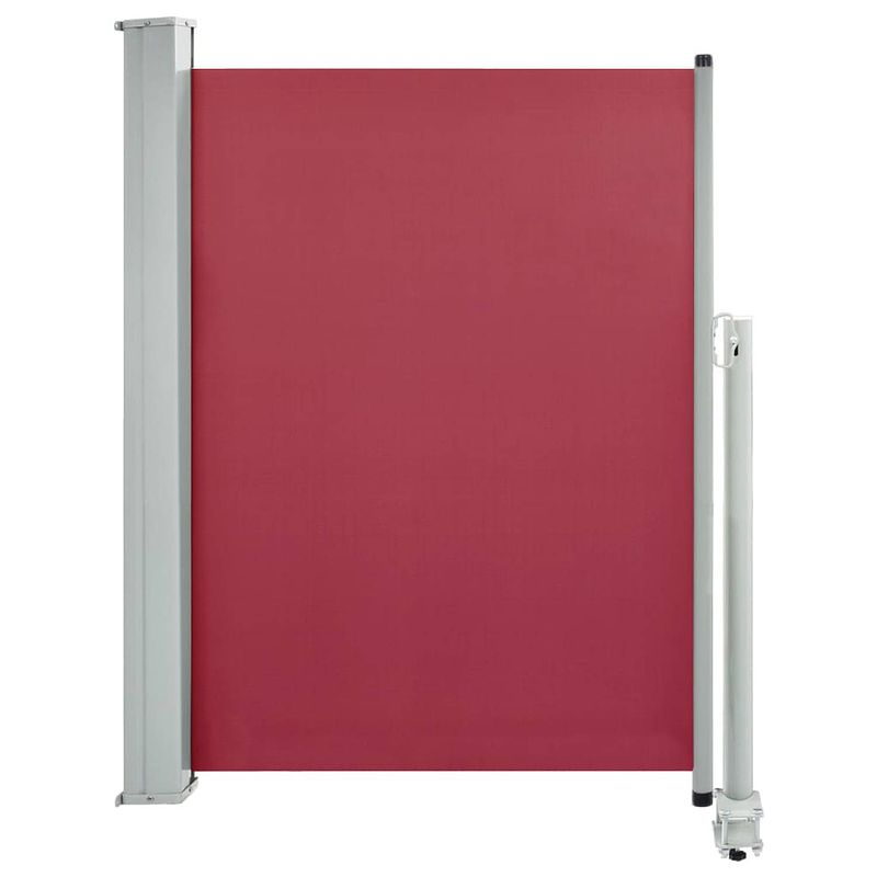 Foto van The living store zijscherm - 100 x 0-300 cm - uv-bestendig polyester - automatische terugrolfunctie - rood scherm en