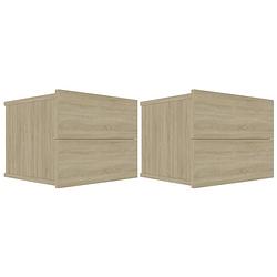 Foto van The living store nachtkastjes - sonoma eiken - spaanplaat - 40x30x30 cm - met 2 lades