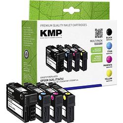 Foto van Kmp inkt combipack vervangt epson t347634xl compatibel combipack zwart, cyaan, magenta, geel e222xv 1637,4005