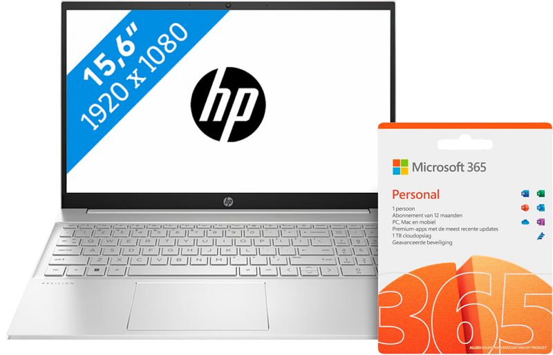 Foto van Hp pavilion 15-eg2972nd + microsoft office 365 personal nl abonnement 1 jaar