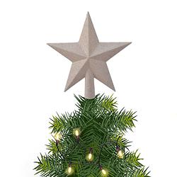 Foto van Kunststof piek kerst ster wol wit met glitters h19 cm - kerstboompieken