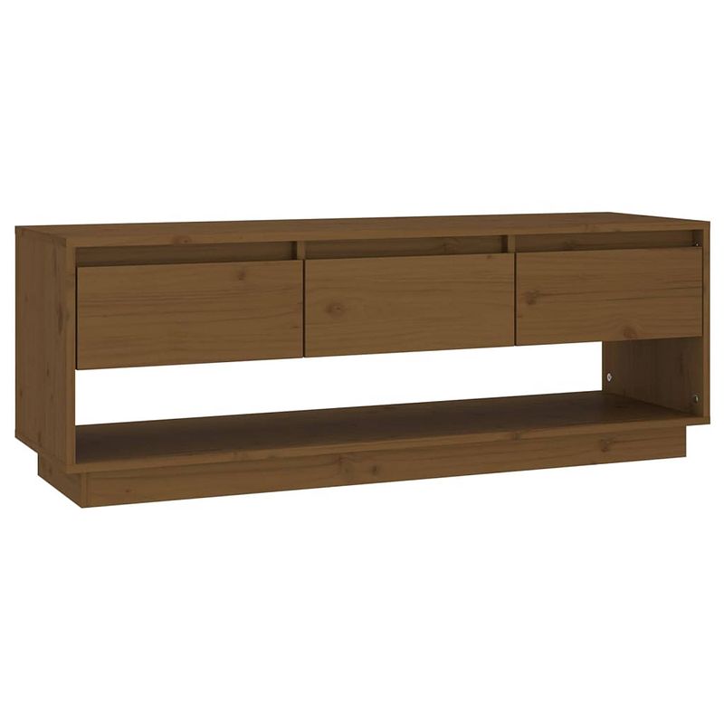 Foto van The living store houten tv-meubel - zwevend - honingbruin - 110.5 x 34 x 40 cm - massief grenenhout