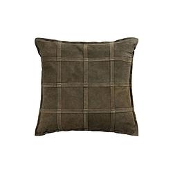 Foto van Ptmd cobie green suede leather cushion square l