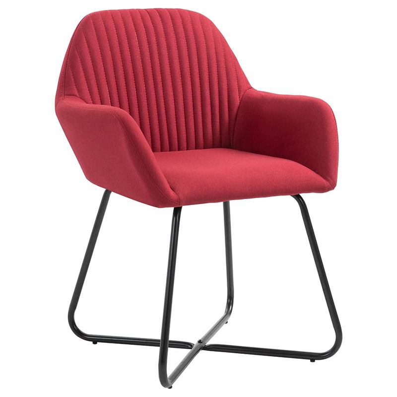 Foto van The living store eetkamerstoelen - wijnrood - set van 6 - 61 x 61 x 84 cm - stof en gepoedercoat stalen poten