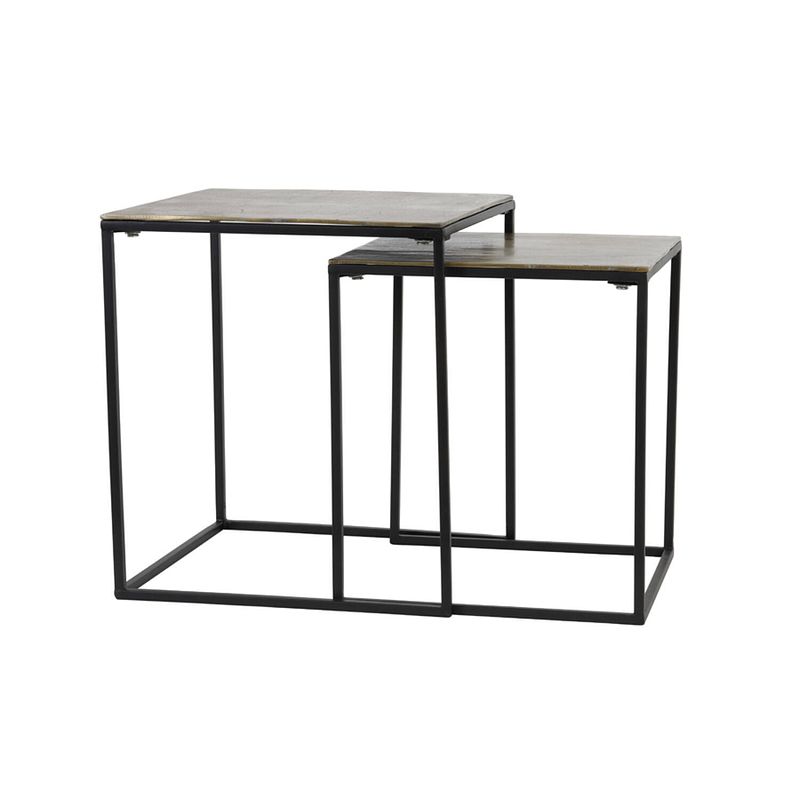 Foto van Side table s/2 40x40x45+44,5x44,5x50,5 cm banos antique brnz