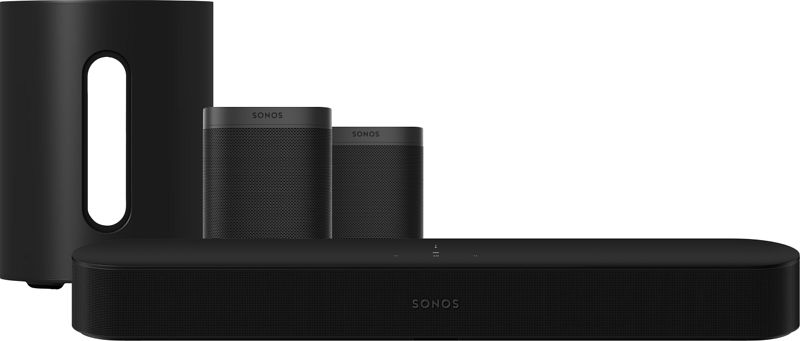 Foto van Sonos beam gen2 + 2x one sl + sub mini zwart