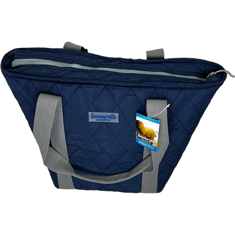 Foto van Summerville koeltas - coolbag beach - strandtas met rits - 25l - blauw/grijs