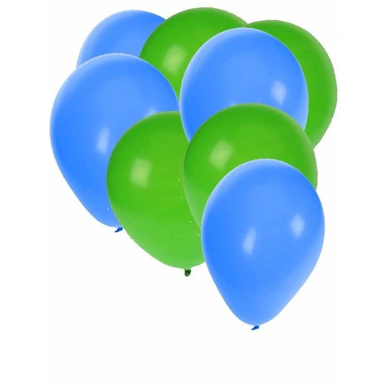 Foto van Groene en blauwe ballonnen 30 stuks - ballonnen