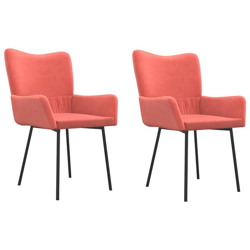 Foto van The living store eetkamerstoelen velvet - roze - 55x57x81.5 cm - comfortabel