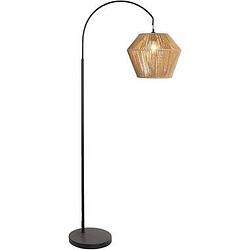 Foto van Vloerlamp willow - naturel/zwart metaal - 158x63x32 cm - leen bakker