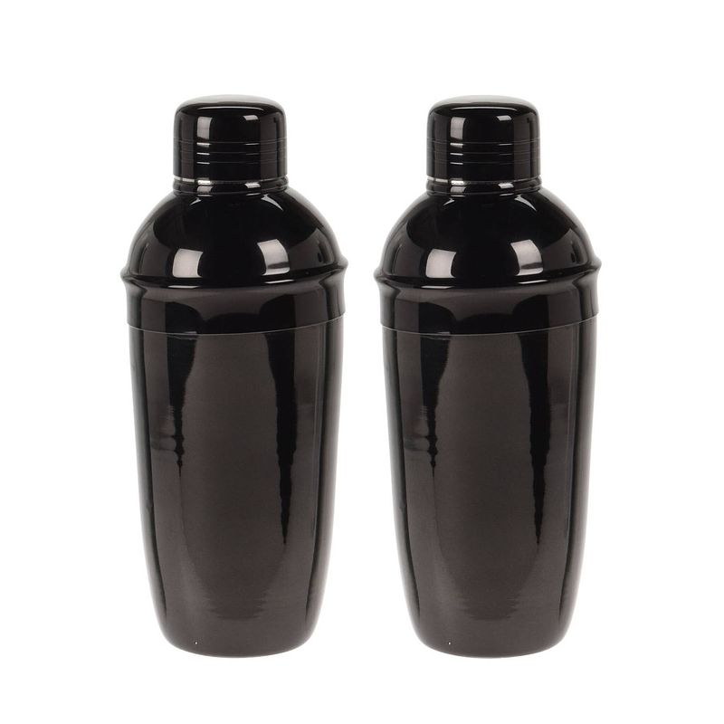 Foto van Set van 2x cocktailshakers zwart 500 ml rvs - cocktailshakers