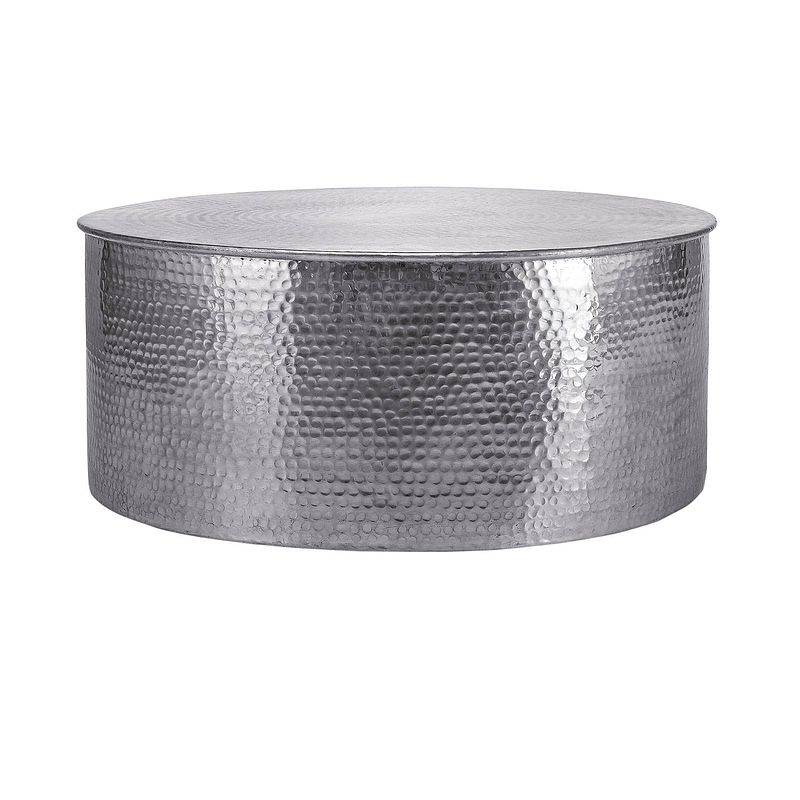 Foto van Womo-design salontafel, ø 76x32 cm, zilver, gemaakt van gehamerd aluminium legering
