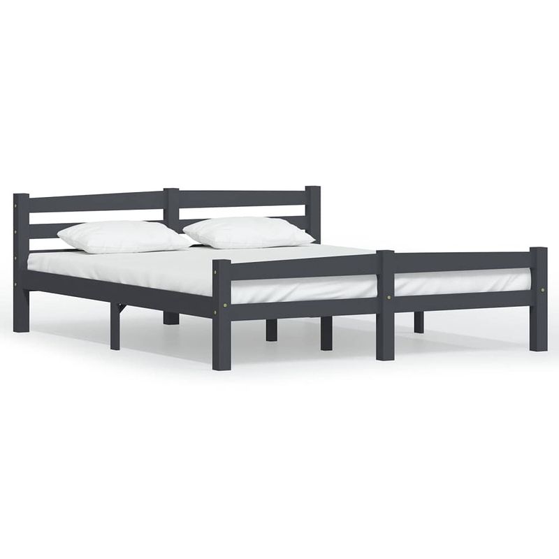 Foto van Vidaxl bedframe massief grenenhout donkergrijs 160x200 cm