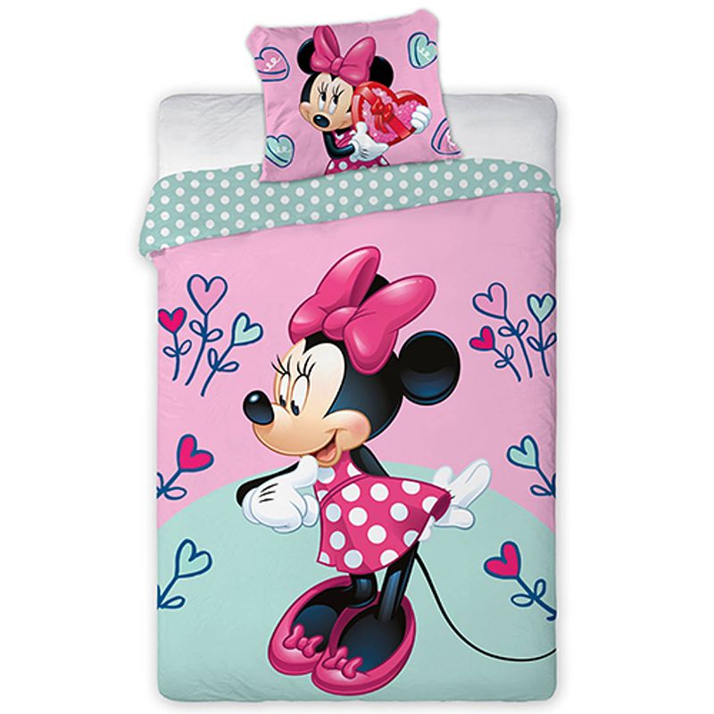 Foto van Disney minnie mouse dekbedovertrek flower heart - eenpersoons - 140 x 200 cm - katoen