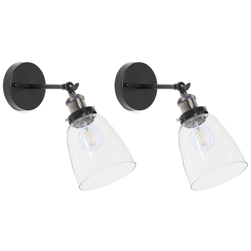 Foto van Beliani lovat - wandlamp set van 2-zwart-metaal