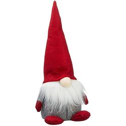 Foto van Pluche gnome/dwerg decoratie pop/knuffel met rode muts 30 cm - kerstman pop