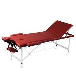 Foto van Inklapbare massagetafel 3 zones met aluminium frame (rood)