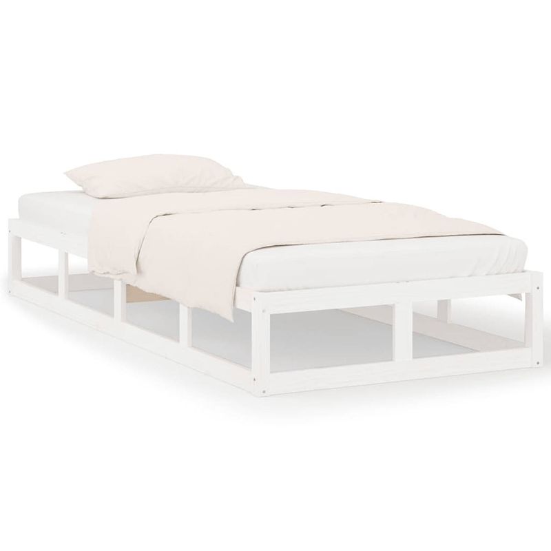 Foto van Vidaxl bedframe massief hout wit 75x190 cm 2ft6 small single