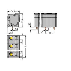 Foto van Wago 739-3203 veerkrachtklemblok 2.50 mm² aantal polen 3 grijs 180 stuk(s)