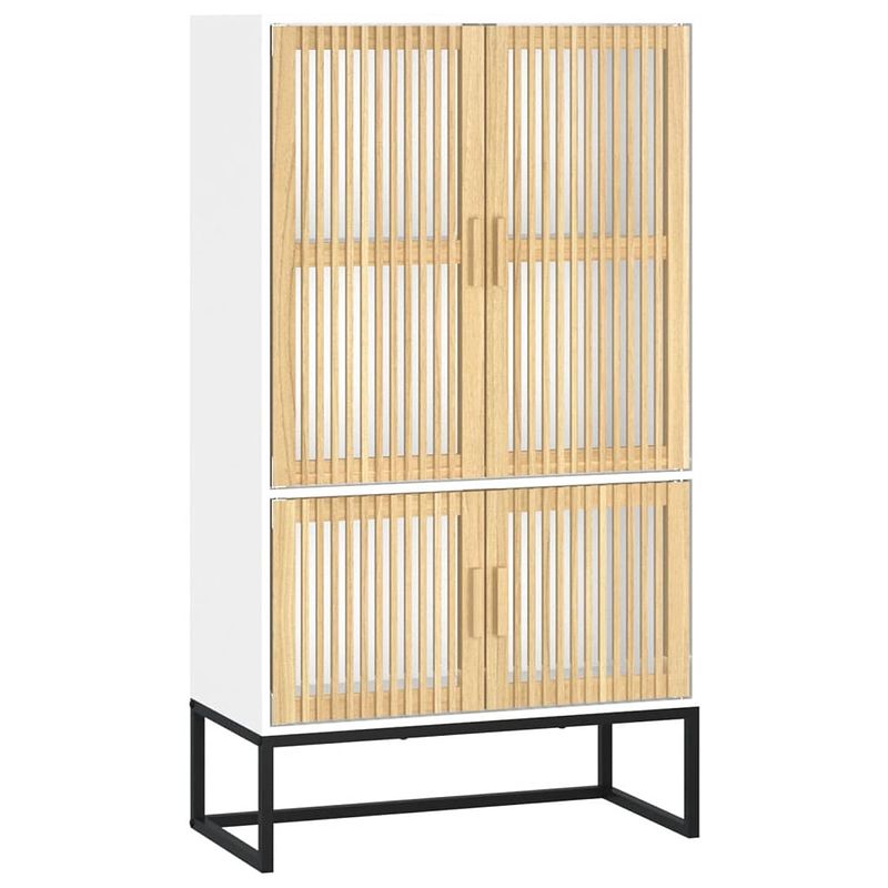 Foto van The living store hoge kast - bewerkt hout - 70 x 35 x 125 cm - wit