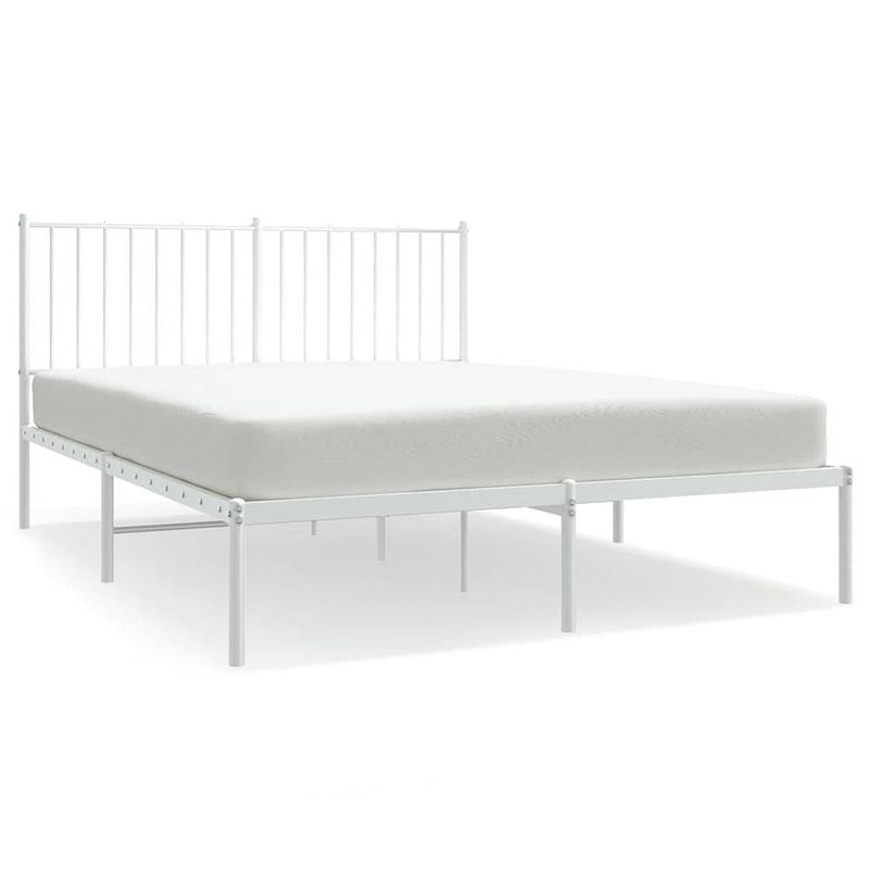 Foto van The living store bedframe klassiek staal - 196x142x90.5 cm - wit