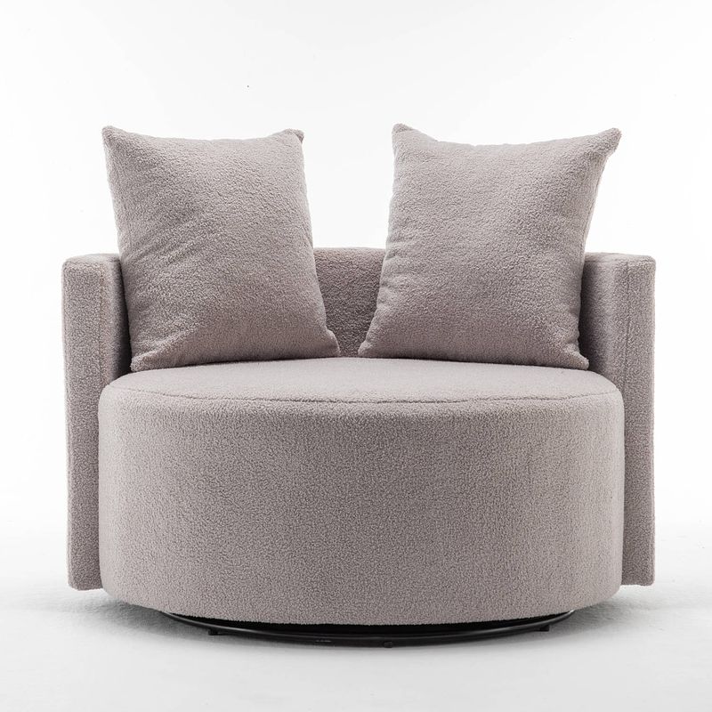 Foto van Fauteuil loveseat teddy grijs draaibare fauteuil