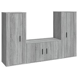 Foto van The living store tv-meubelset - grijs sonoma eiken - 2x 40x34.5x100 cm / 1x 80x34.5x40 cm