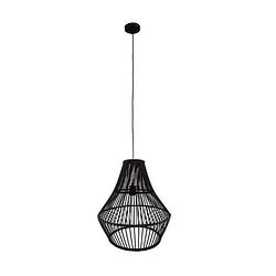 Foto van Dknc - hanglamp bamboe - 46x46x50cm - zwart